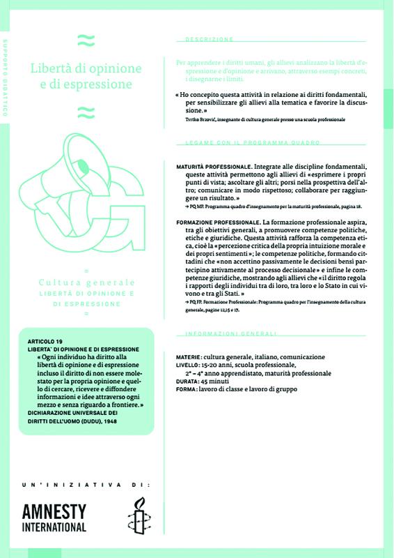 Schede pedagogiche per lavorare sui diritti umani